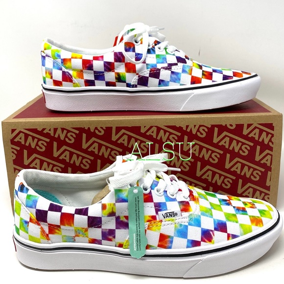 VANS Comfycush Era Tie Dye Shoes Womens Checkerboard Multi Canvas VN0A3WM9WWX - Picture 2 of 9